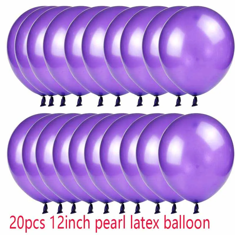 20 шт синие шары металлические воздушные шары для дня рождения Декор для крещения мальчик баллон Bleu деко на день рождения Детские вечерние шары S7XN - Цвет: 12inch purple latex