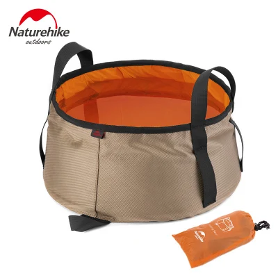 NatureHike 10L складное ведро для походов, рыбалки, Портативная сумка для воды, светильник водонепроницаемый складной бассейн, защита от разрывов, для хранения