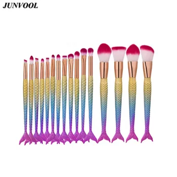 

16Pcs Mermaid Makeup Brush Set Fish Tail Foundation Powder Eyeshadow Make Up Brushes for Contour Blending Cosmetic Tools New Hot
