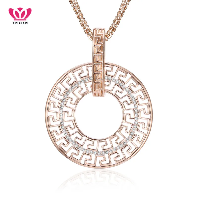 

Geometric Round Circle Necklace & Pendant Full CZ Crystal 3 Colors Long Chains collar For Party mujer Jewelry EU dropshipping