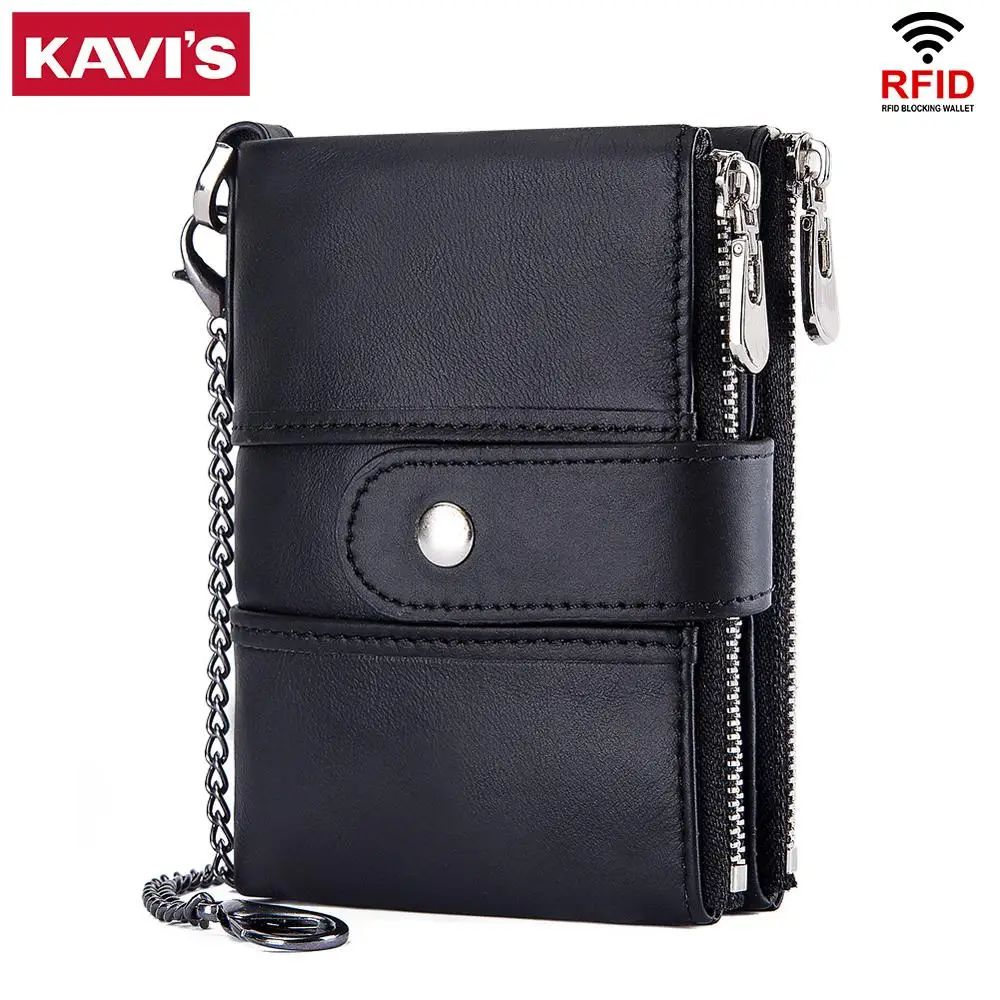 KAVIS 100% натуральная кожа Rfid мужской кошелек кошельки портмоне Короткий Мужской