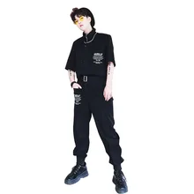 Мужская Уличная одежда в стиле хип-хоп, черные штаны-шаровары, мужские летние штаны с коротким рукавом, тонкие облегающие повседневные Комбинезоны, брюки-карго