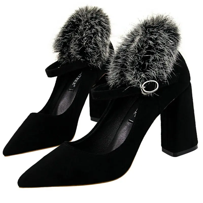 Size34-39 женские туфли-лодочки mary jane туфли с острым носком и пряжкой на высоком