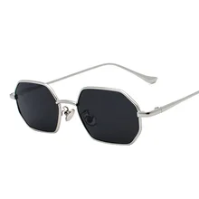 2019 gafas de sol poligonales Retro de lujo para hombres y mujeres, gafas de sol cuadradas con cristales amarillos y negros, gafas de sol de colores pequeños con espejo Vintage