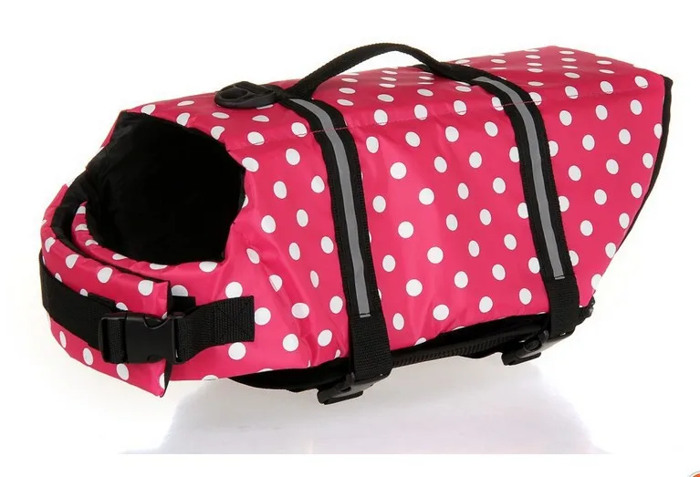 Спасательный жилет для собак, спасательный жилет ошейник для собак, спасательный жилет для собак, одежда для плавания, летняя одежда для купания, 5 размеров - Цвет: Pink Dot Pattern