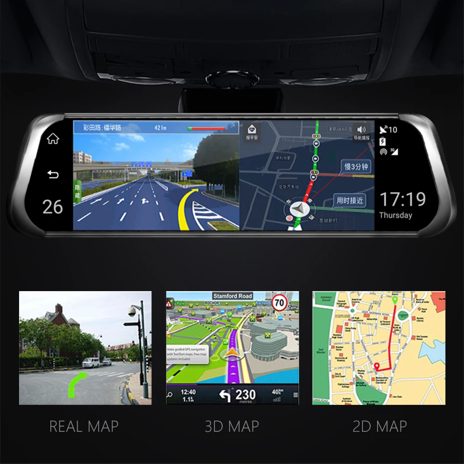 Jansite 1" 4G 3g сенсорный экран Автомобильный видеорегистратор Android 5,1 gps навигация ADAS видео рекордер зеркало заднего вида с резервной камерой