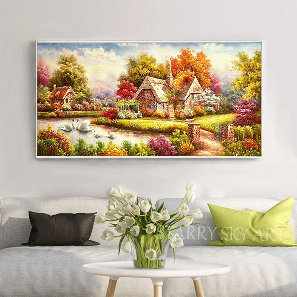 Top Artist Ручная роспись красочный пейзаж Европы картина маслом на холсте красивый