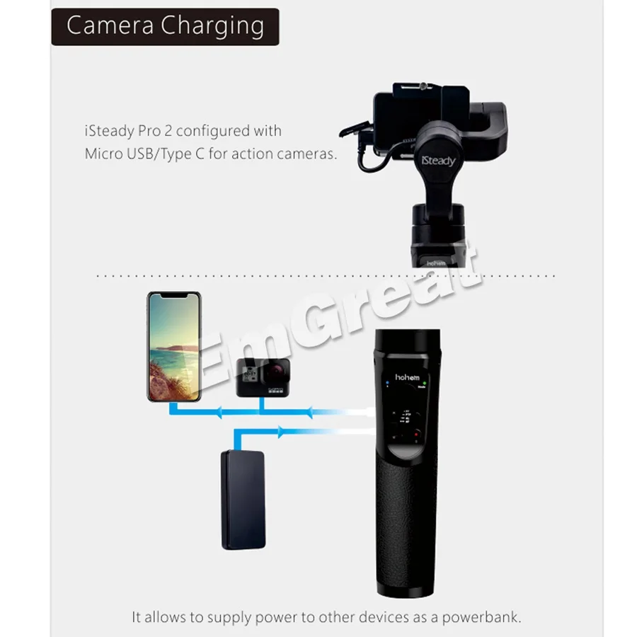 Skup Hohem iSteady Pro 2 3 Axis Handheld gimbal Splash dowód z torbą dla DJI Osmo działania Gopro Hero 7 6 5 4 SJCAM YI kamery sportowe