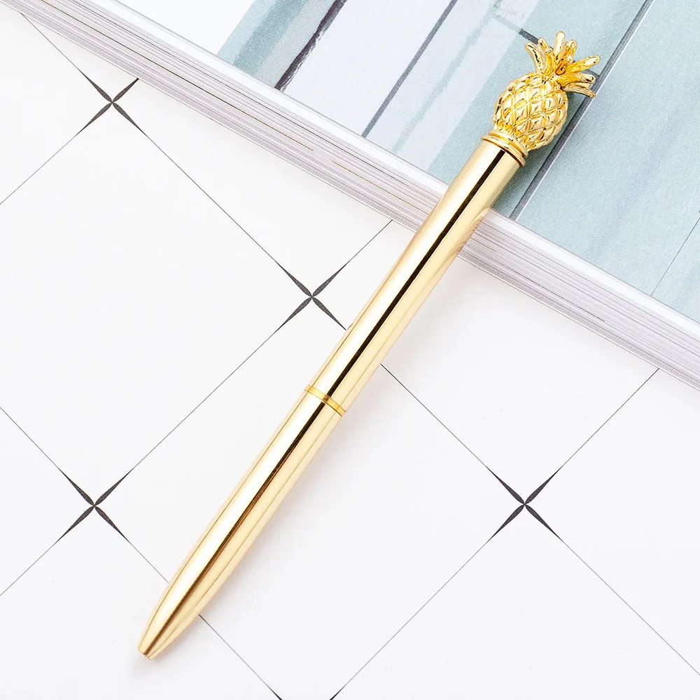 1 шт. креативная шариковая металлическая ручка Золотая шариковая ручка ананас канцелярские принадлежности подарок школьные офисные принадлежности