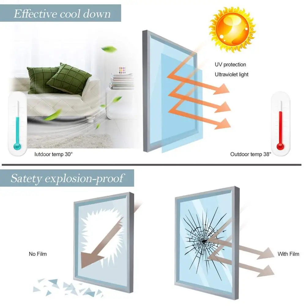 Многоразмерная Солнечная Оконная Пленка One Way Mirror Privacy Anti UV самоклеящаяся пленка декоративная изоляция светоотражающие наклейки синий