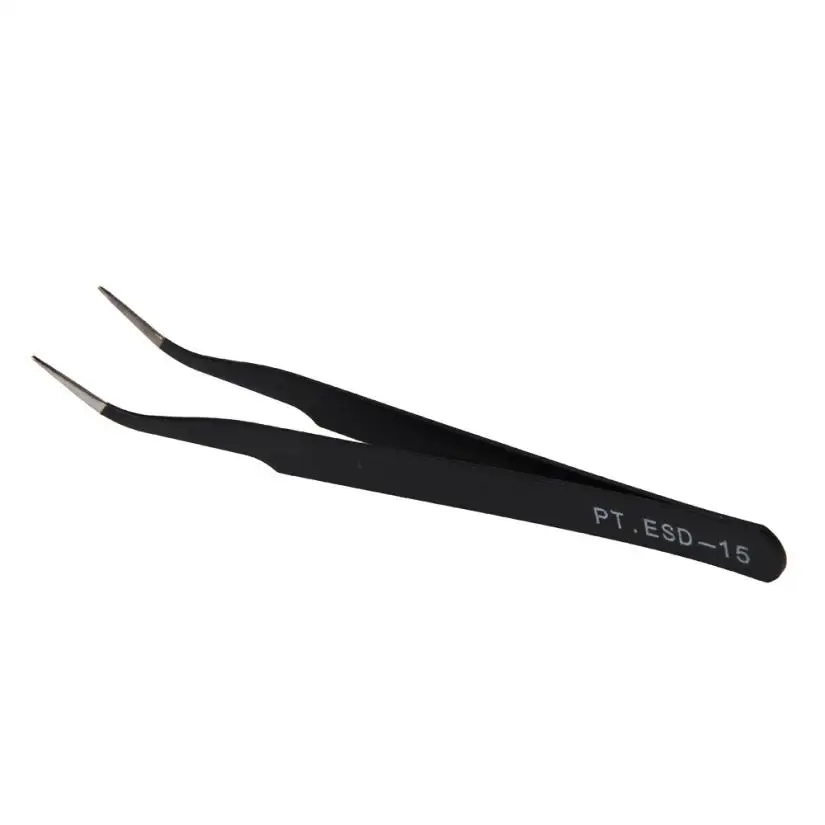 Good Quality 1PC Black Precision Tweezer Antistatic Tweezers Stainless