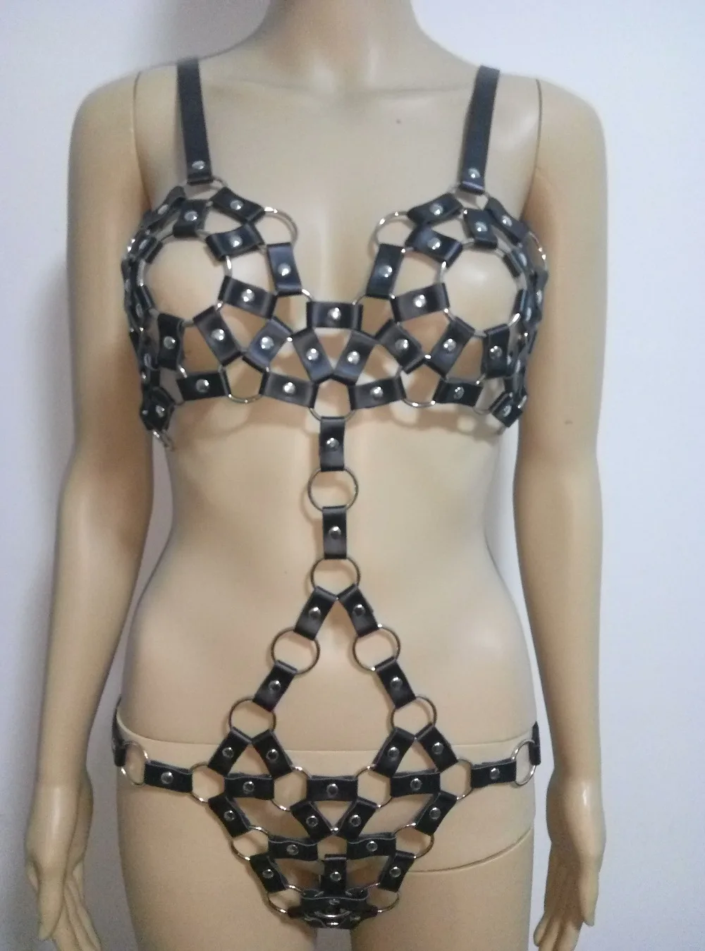 New Fashion Leather Style WRB970 Harness Bondage Beach Bra Chain Collar Goth Choker Necklace Jewelry Accessories | Украшения и