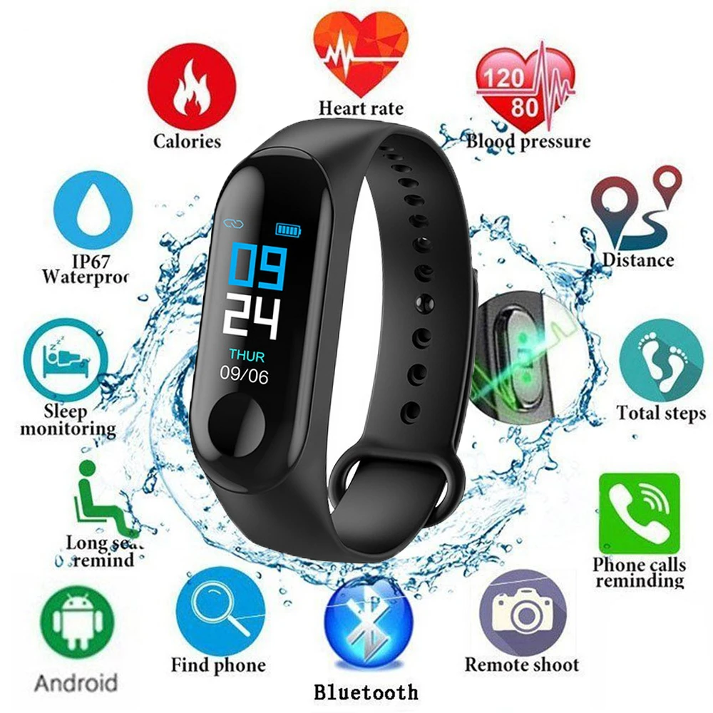 Bluetooth открытый спортивный Smartbracelet M3 фитнес браслет монитор сердечного ритма