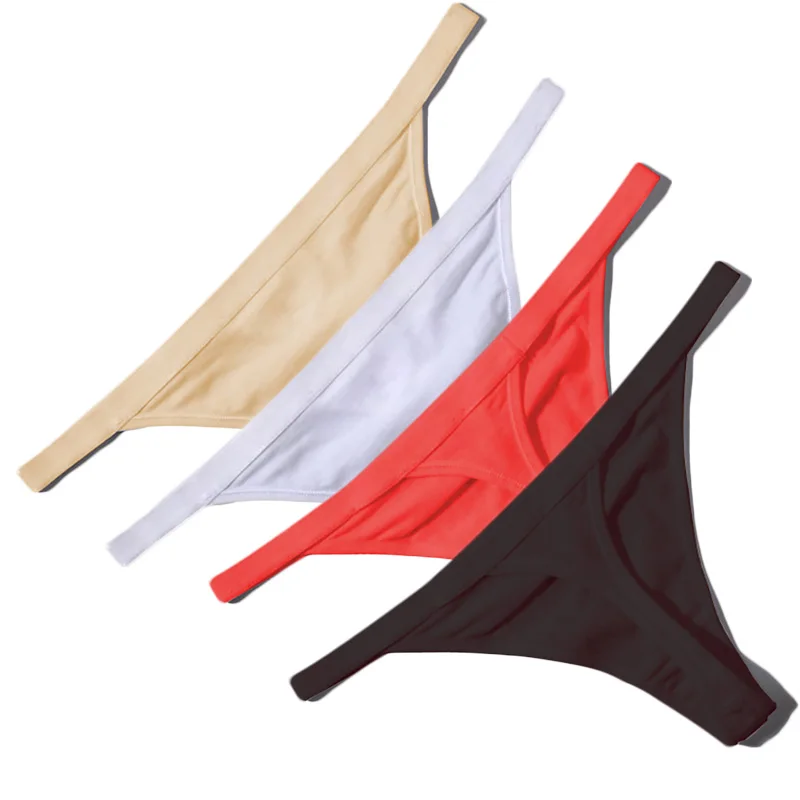 Hot Sale Sexy Women Cotton G String Thongs Low Waist Sexy Panties Ladies' Seamless Underwear Black Red White Skin Dropshipping