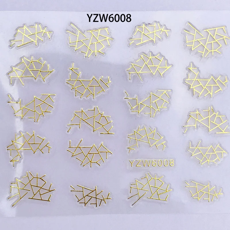 10 шт 3D Золотые Platingr перо цветок наклейки на ногти бабочки Дизайн Наклейка для ногтей украшения ногтей маникюр YZW6008-YZW6072 - Цвет: YZW-6008