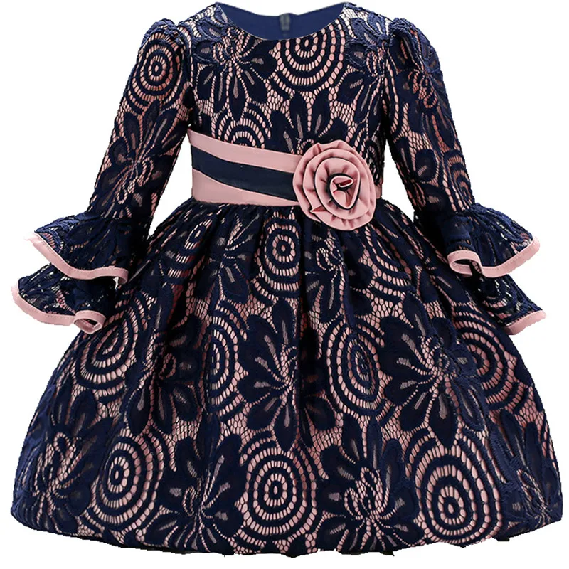 Small baby high-end Royal princess gown Long sleeve lace color Splice high quality Elegant dinner dress Child girl focus dress Small baby high-end Royal princess gown Long sleeve lace color Splice high quality Elegant dinner dress Child girl focus dress