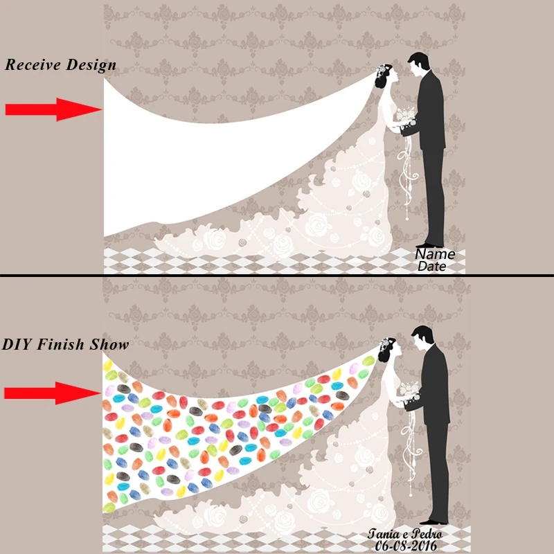Свадебная Гостевая книга отпечаток пальца картина невесты и жениха Свадебные Подарки к праздникам персонализированный гость книга сувенир холст живопись