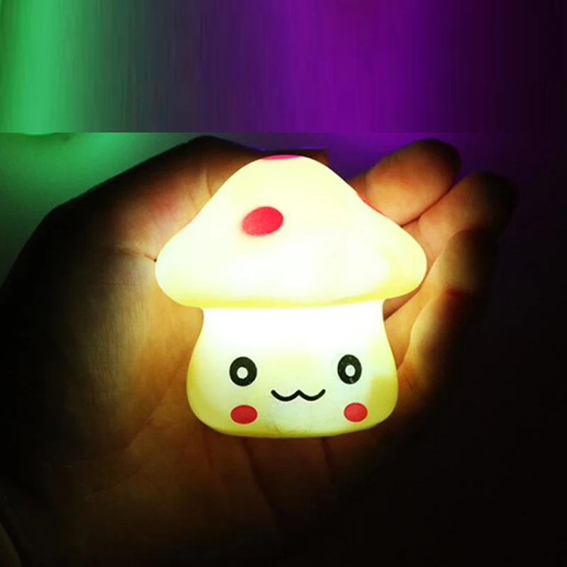 Baby Bedroom Lamps Night Light Cartoon mushroom Pvc Plastic Sleep Led Kid Lamp Bulb Nightlight For Children Lamp Battery Powered (2)