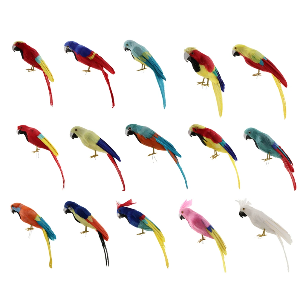 Simulation Parrot Model Artificial Feather Bird Animal Figurine Home Garden Sculptures Yard Law Ornament Decor Fancy Dress Party