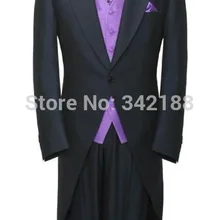 Morning style Slim Fit смокинги для жениха черные лучшие мужские пиковые лацкан друг жениха Мужские свадебные костюмы Жених(куртка+ брюки+ галстук+ жилет) СР