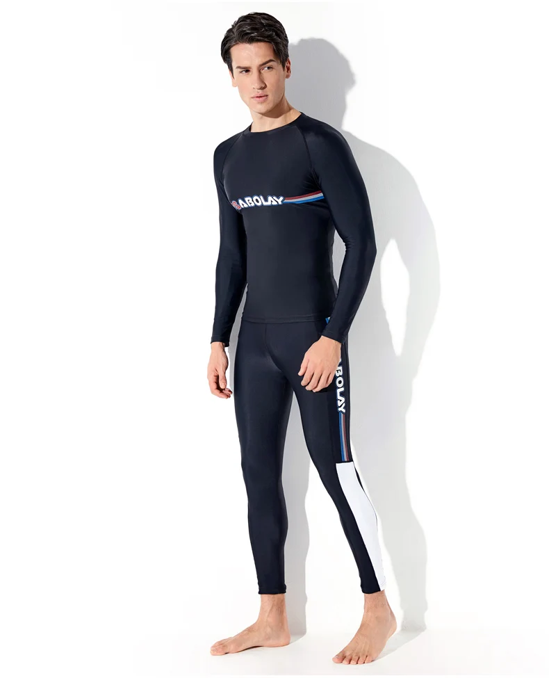 Мужские рубашки для плавания UPF 50+ с длинным рукавом, длинные леггинсы, одежда для серфинга, одежда для дайвинга, купальный костюм, одежда для плавания