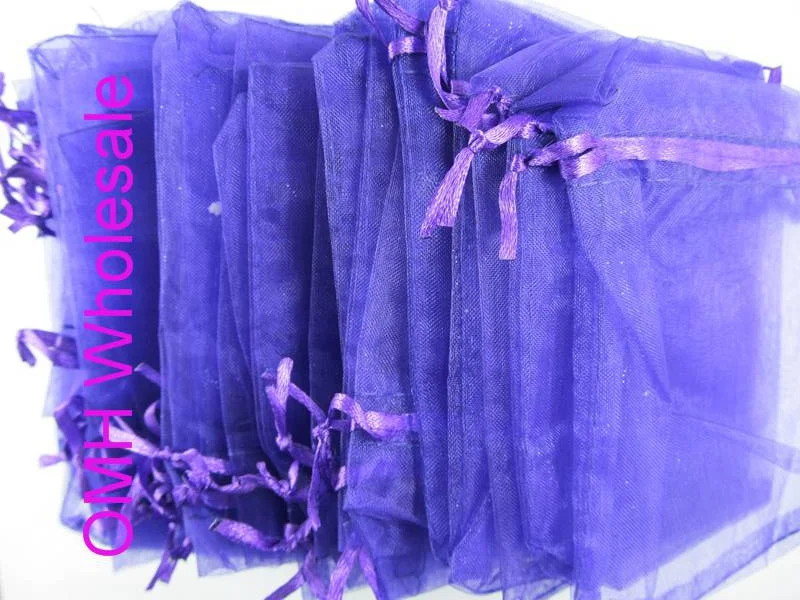 

OMH wholesale 50pcs 7x9,10x12,10x15,11x16,15x20,17x23,13x18cm purple Christmas Packaging bags jewelry voile gift bag BZ08-8