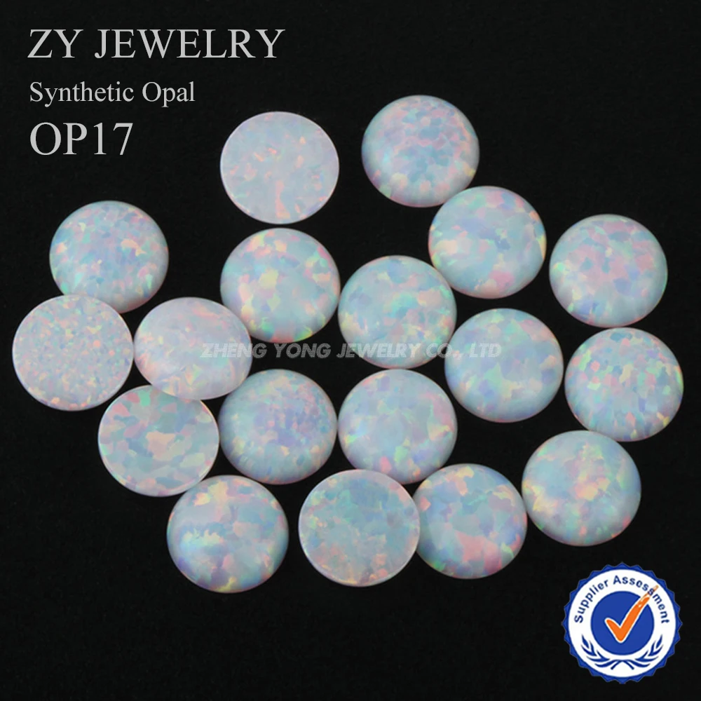 

Best Selling 5.0mm Round Cabochon Flat Bottom Loose Synthetic White Opal