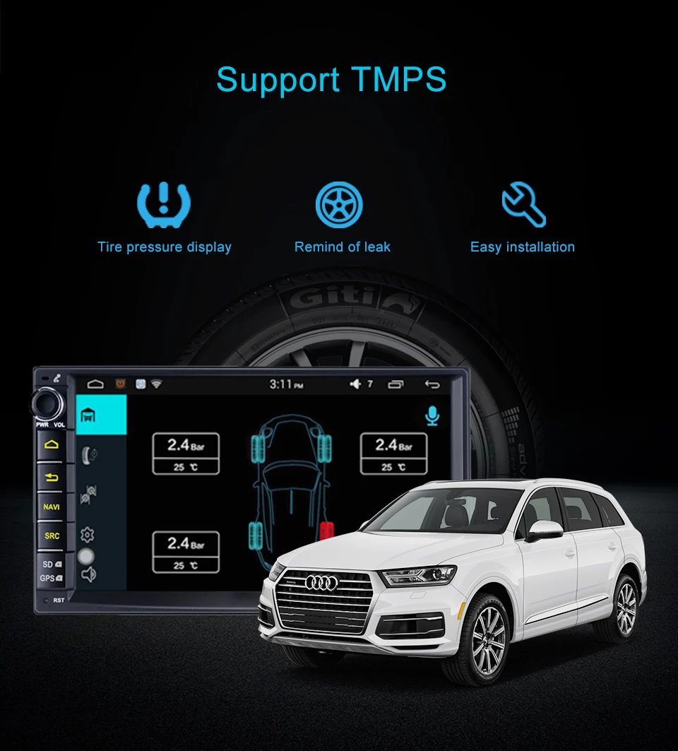 Discount Android 8.1 7 Inch Double Din 4GB/64GB Universal Car Radio GPS 4G Modem DSP Rear View Camera Wireless Carplay Multimedia Player 9