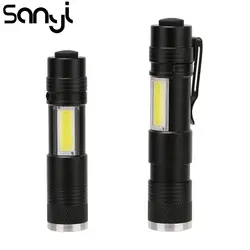 SANYI портативный мини XPE светодио дный LED + светодио дный COB светодиодный фонарик Torch light 4 режима удобный Penlight для охоты кемпинга применение
