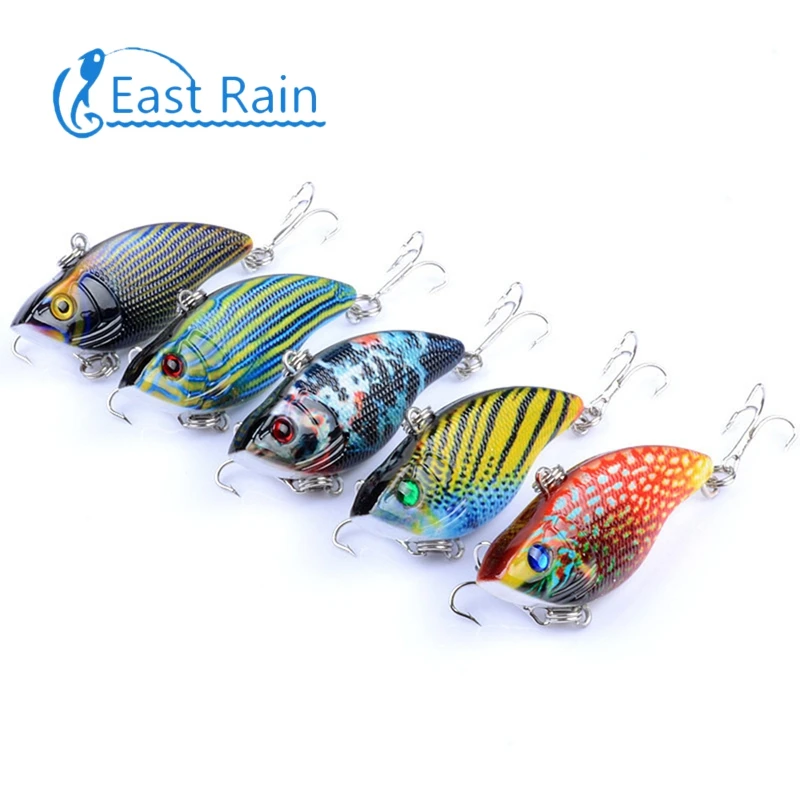 

East Rain 5.5cm 9.1g 5pcs Painted All Range Freshwater Saltwater Fishing Lure Sinking VIB Artificial Hard Bait Free Shipping