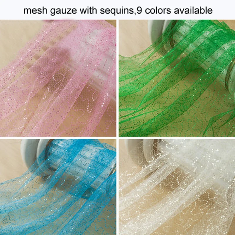 

Mesh Sequins Fabric Stoffa Paillettes Curtains Dolls Gauze