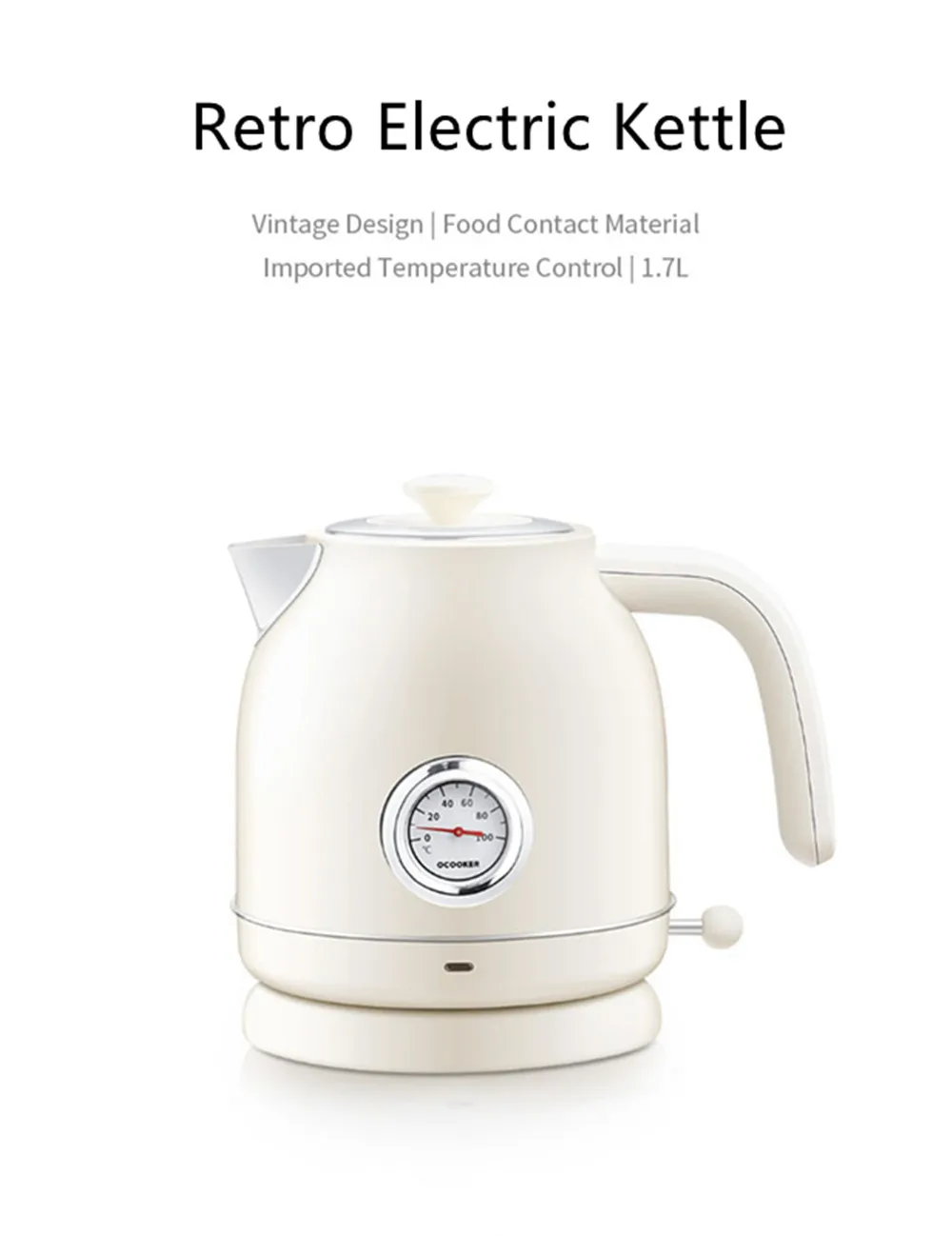 1.7L / 1800W Retro Electric Kettle with Watch Thermometer Display Power-off Protection fast boiling Smart Water Heater