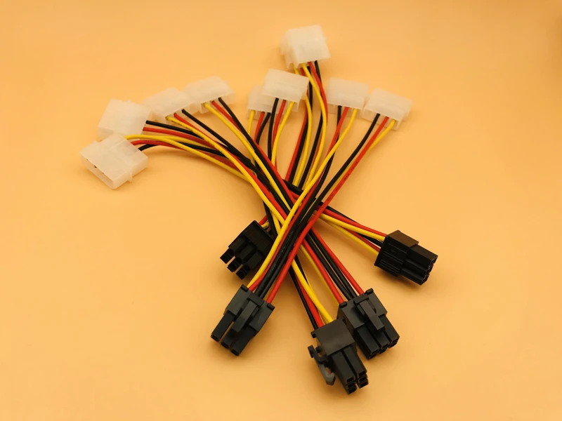 5pcs Dual 4 Pin to 6 Pin Molex PCI-E External Graphics Card Power Cable Converter Adapter High Quality for BTC Miner Mining