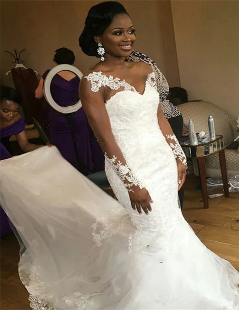 

Hot Sale Africa Style Long Mermaid Wedding Dresses 2019 OFF The Shoulder Bridal Gowns Marriage Vestido Re Novia