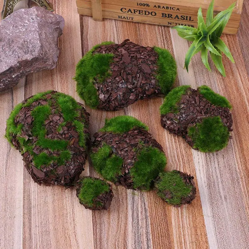 

6PC/Pack Green Foam Moss Stone Fake Rock Artificial Flower Pots Christmas Office Party Living Plant Home Garden Decoration Stone