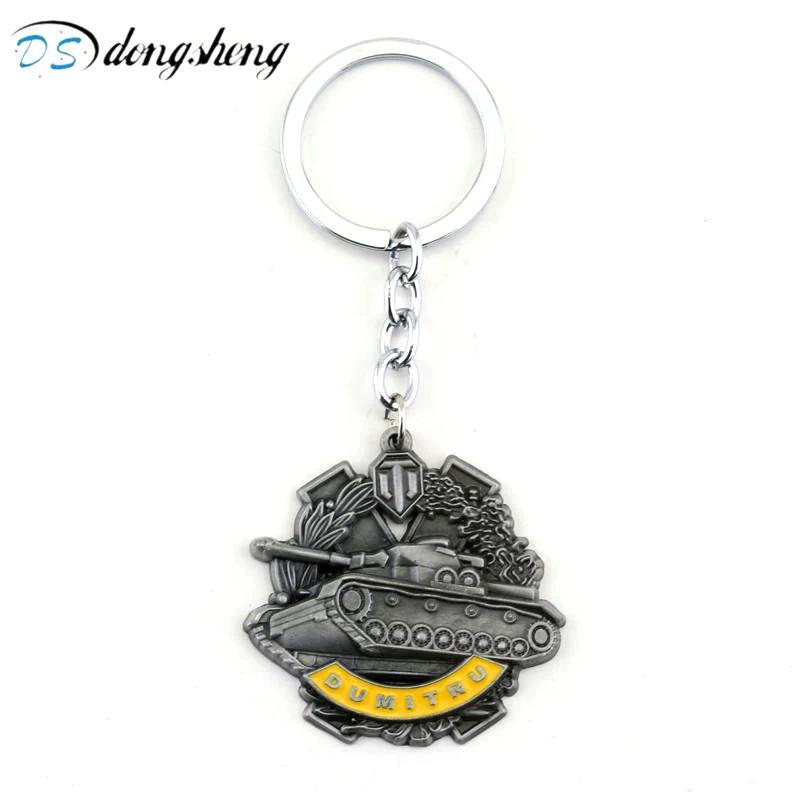 

dongsheng Anime Fashion Jewelry keychain World of Tanks Keychain Wot Dumitru Nichol Metal Medal Keyring keychain For Men Gift-50
