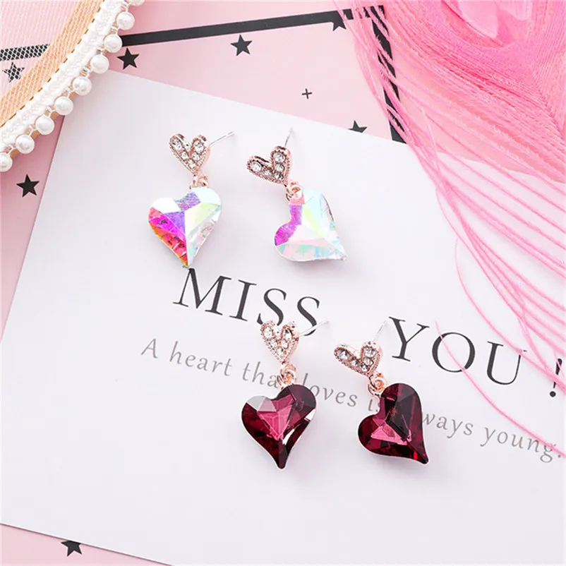 2018 Trendy stud earrings for women Fashion Zircon earrings Diamond-encrusted love heart earring Stud Earrings Brincos J04#N (4)