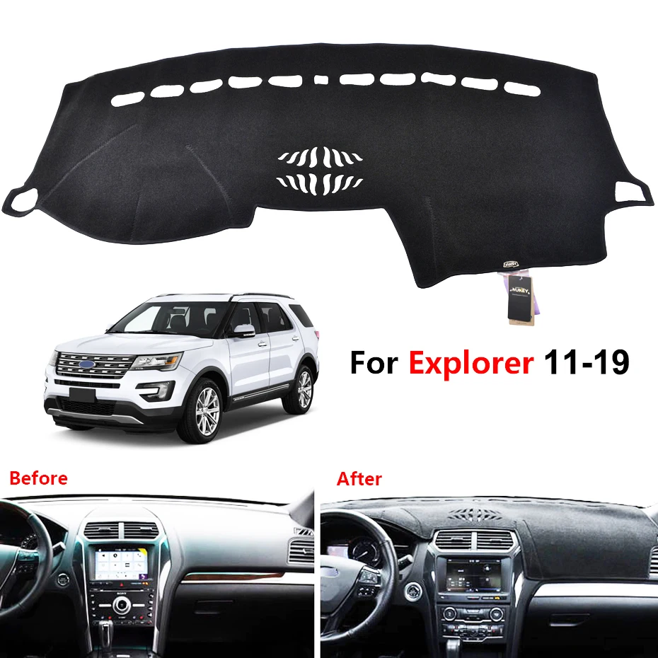 Explorer-LHD 11-19 Автомобильный коврик для приборной панели Ford Explorer Mustang Ecosport Escape Kuga Everest Ranger T6, защитный коврик для приборной панели - Название цвета: Explorer-LHD 11-19