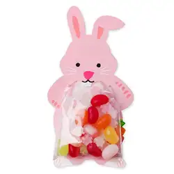 10 шт. мультфильм конфеты сумки Пасхальный кролик животных свадебный подарок пластик испечь мешок с бумажной карты дети день рождения