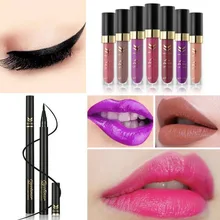 HUAMIANLI Makeup Set 12 Colors Non-stick Cup Matte Lip Gloss Eyeliner Combination Foundation Makup Tool Kit Cosmetics Maquiagem : image HUAMIANLI Makeup Set 12 Colors Non-stick Cup Matte Lip Gloss Eyeliner Combination Foundation Makup Tool Kit Cosmetics Maquiagem