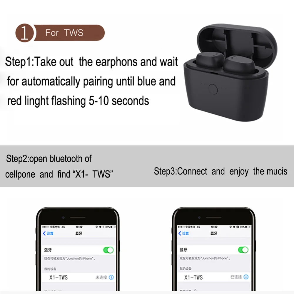 Wireless Earphone X1 Tws 5.0 Bluetooth Casque Sans Fil Stereo Earbuds Bluetooth Earphones  Handsfree Earpiece Wireless Headset  (6)