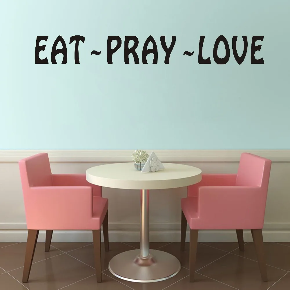Eat Pray Love From Movie Life Quotes Decals Cartoon Home Decor Wall Sticker For Bedroom Vinyl Wallpaper Modern Wall Art Decals in Wall Stickers from Home