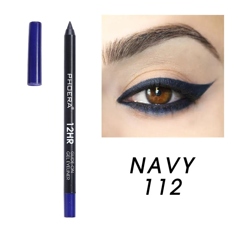 PHOERA 12 цветов красочная подводка для глаз водостойкий макияж глаз долговечный черный, серебристый, белый, красный карандаш для глаз Comestics TSLM1 - Цвет: 112-navy