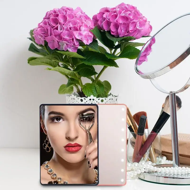 Профессиональный 16 светодиодный складное макияжное зеркало Сенсорный экран косметическое зеркало Красота столе туалетный столик подставка Make Up зеркала