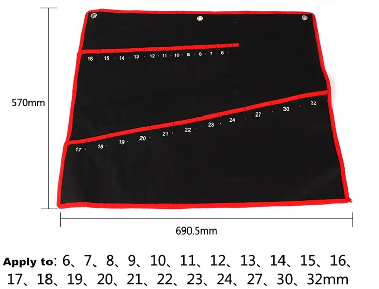 Affordable Pocket Canvas Spanner Wrench Bag Tool Roll Up Storage Bags Organizer Ratchet Wrench Set a Set of key cheap tool chest