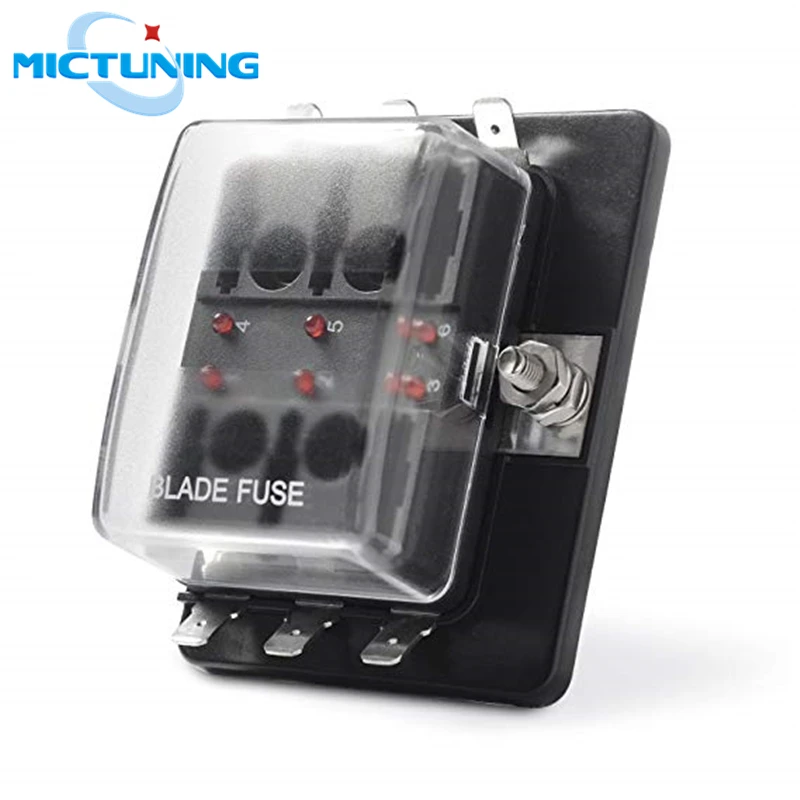 Bloco com Tampa do pc Mictuning Ato Lâmina Fusível Auto Universal Titular Box 6-circuito Acessórios Carro Levou Iluminado 6 Way Atc –