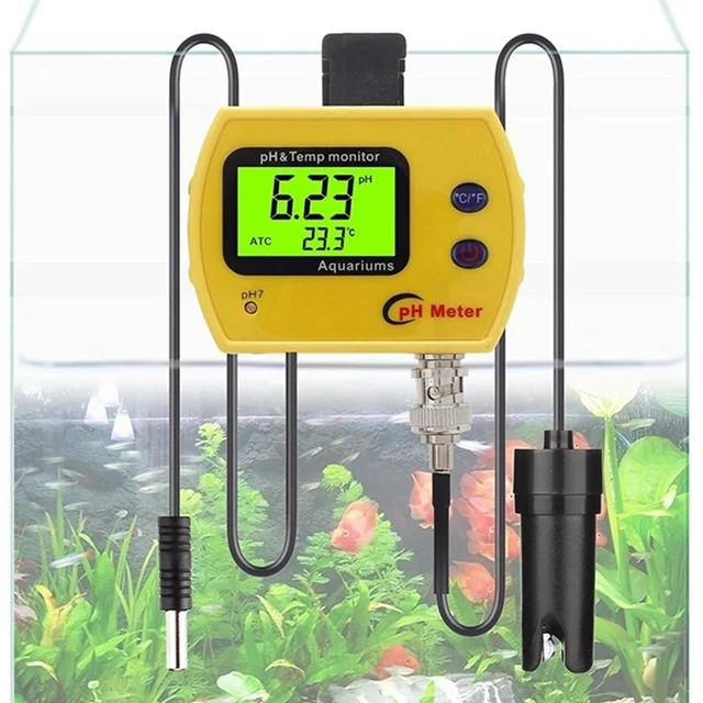 PH Monitor LCD Digital ph & TEMP Electrode เครื่องวิเคราะห์เครื่องวัดปริมาตร Aquarium Hydroponics สปาคุณภาพน้ำดื่ม Monitor
