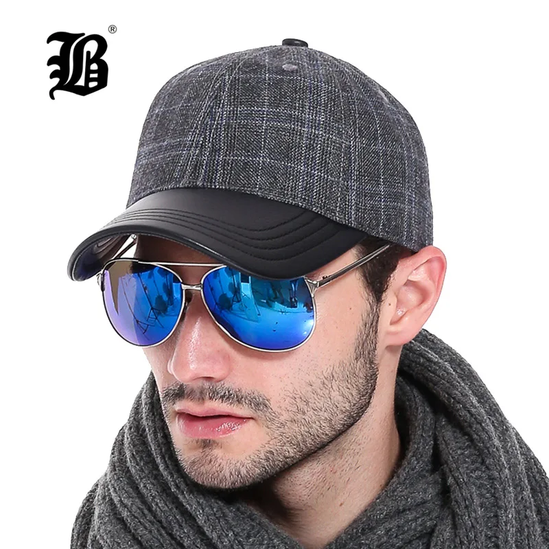 

[FLB] 100% Cotton Winter Baseball Cap Men Keep Warm Dad Hat Thicken Bone Men's Snapback Plaid Caps Father's Best Gifts Hats