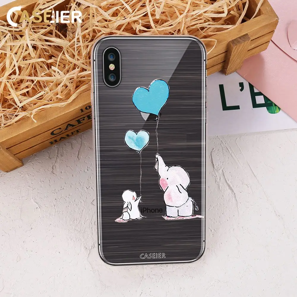 Caseier Мягкий ТПУ чехол для iPhone x 7 8 3D Кот рельефные Чехлы Plus прекрасные кошки узор