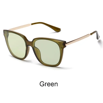 Два Oclock винтажные Квадратные Солнцезащитные очки женские Ретро прозрачные облачные солнцезащитные очки UV400 женские универсальные очки прозрачные оттенки 81309 - Lenses Color: Green